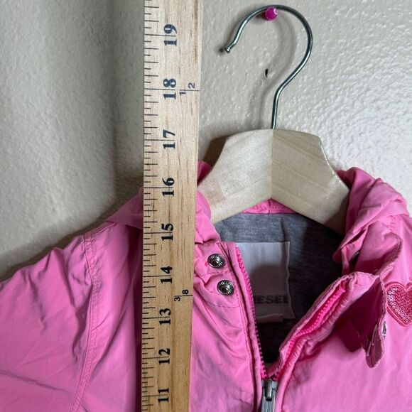 Diesel Jacket Baby Girl 12M Pink Hooded Full Zip Windbreaker - Picture 8 of 11